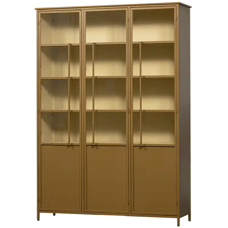 Beperkte Voorraad WOOOD Exhibit 3-deurs Vitrinekast XL - Metaal - Geel - 200x140x44