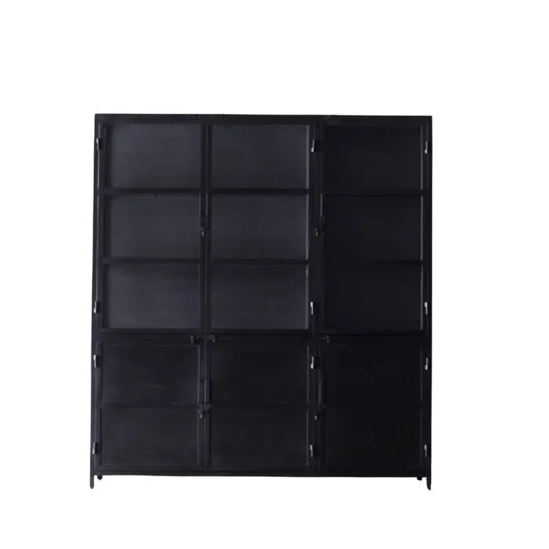 Vitrinekast Zwart Metaal - 6-deurs - Glas/Metaal - Lotte - Giga Meubel Plaats Bestelling