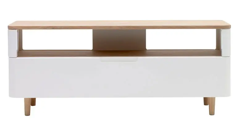 Tv Meubel Wit - 40x120x49cm - Eikenhout - Meubel Amalfi Bulkbestelling