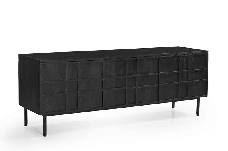 Beperkt Aanbod Tv-meubel Zwart - Mangohout - 160cm - Tv-meubel Koen