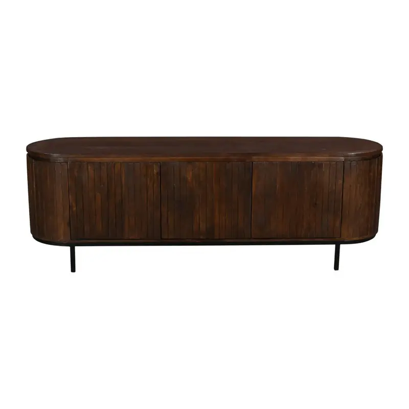 Direct Beschikbaar Tv-meubel Mangohout Donkerbruin - 170x45x57cm - 3 Deuren - Tora
