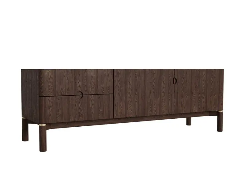 Snelle Levering Tv-Meubel Donkerbruin Eikenhout - 160x46x55cm - Arun