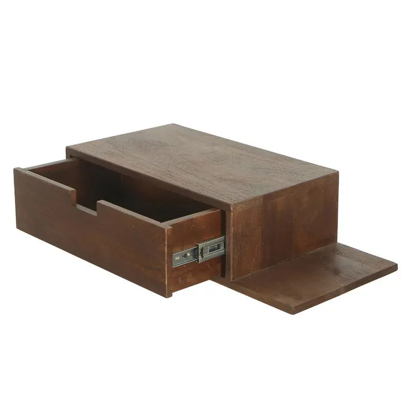 Gereduceerde Prijs Nachtkastje Zwevend - Donkerbruin - Plankje Rechts - 65cm - Niek