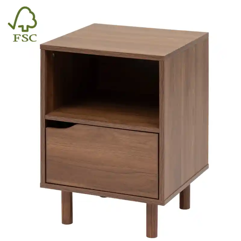 MISOU Nachtkastje met Lade - Opberg ruimte - 40x58cm - Hout - Donkerbruin - LUMA Superprijs