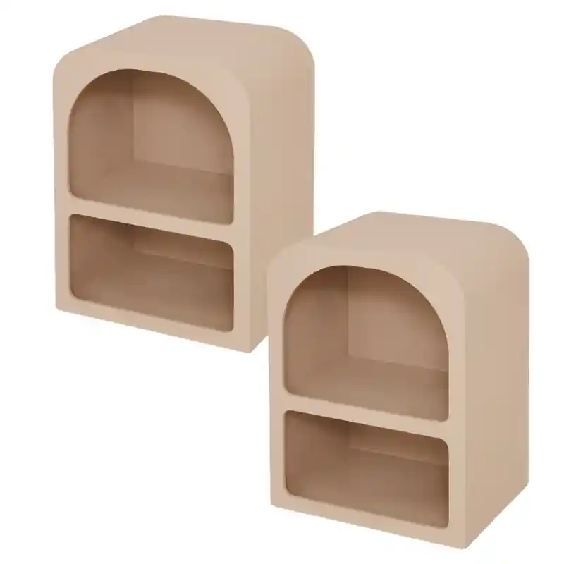 MISOU Nachtkastjes set van 2 - met opberg ruimte - Organisch Kastje - 40x30x55 - MDF - Beige - ARIA Alleen Vandaag