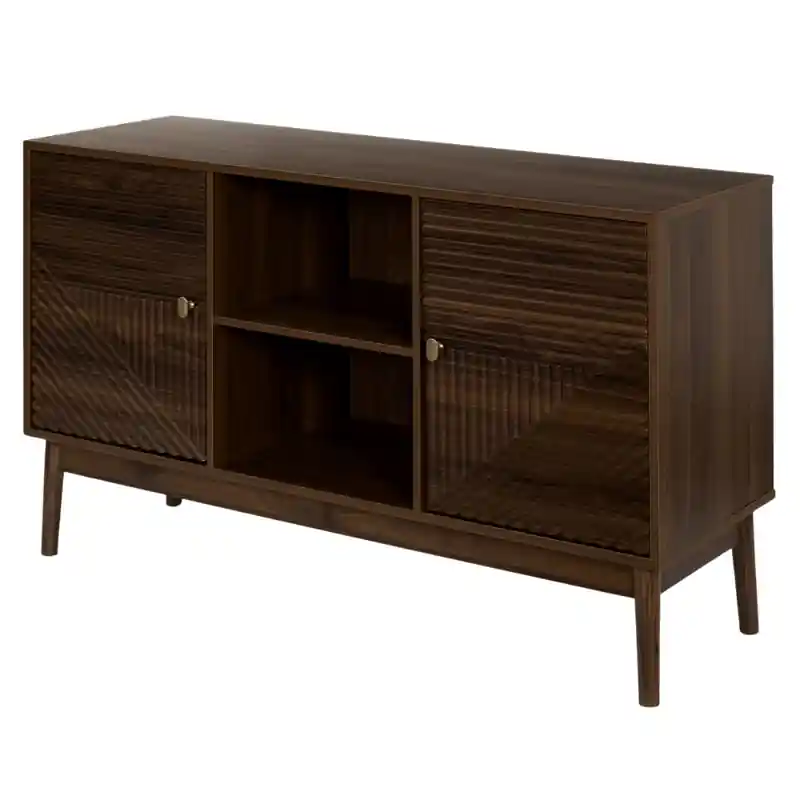 MISOU Tiffany Sidetable - Wandkast met deuren - TV meubel - Opbergruimte - Haltafel op Poten - Opbergkast - Consoletafel - Hout - met Goude Details Origineel