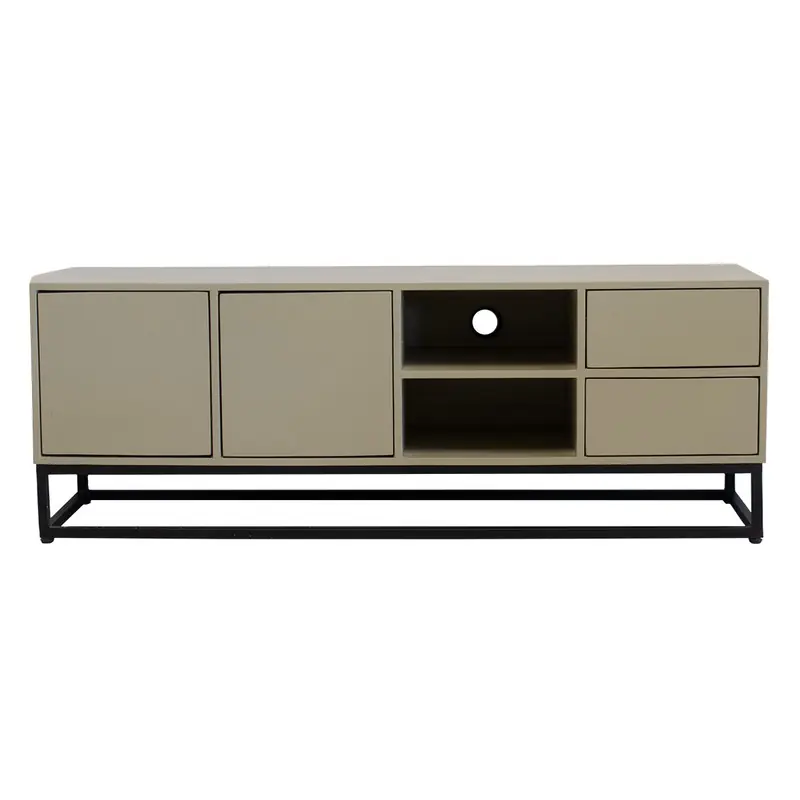 Direct Beschikbaar Tv-meubel Taupe Mangohout - Metaal - 200x45x55cm - Gita