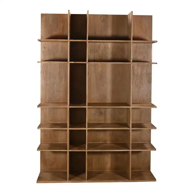 Wandkast Lichtbruin Mangohout - Open - 140x38x200cm - Lumo Fabrieksprijs