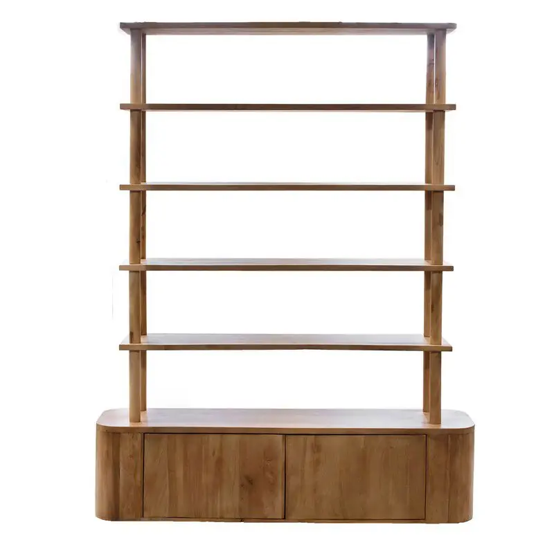 Wandkast Naturel Mangohout - 2 Deurs - 160x40x210cm - Leco Beste Prijs
