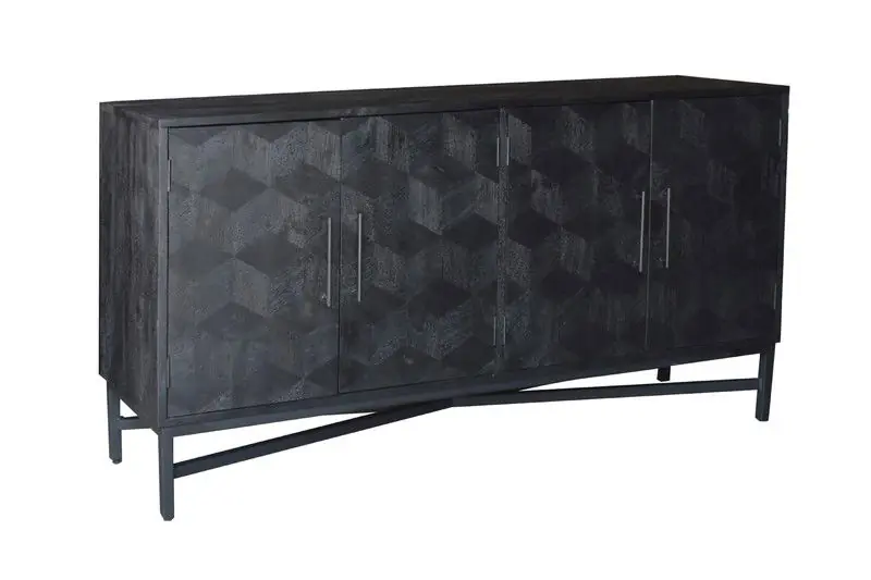 Lage Prijs Dressoir Zwart - Mangohout - 160x45x85cm - Kast Jazz