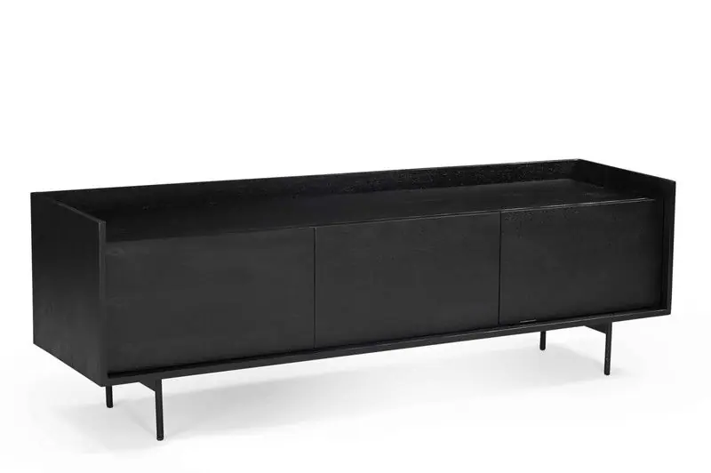 TV-Meubel Zwart - 160cm - Mangohout - TV-Meubel Hanne Nieuw
