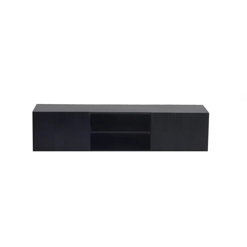 Op = Op Zwevend Tv-Meubel Zwart - Mangohout - 150x40x50cm - Kast Roman