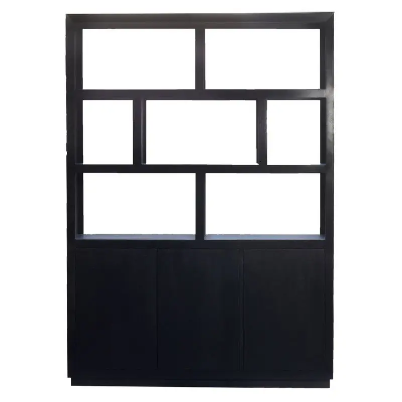 Vakkenkast Mangohout Zwart - 150x45x210cm - Open - Kast Luxurious Topkwaliteit