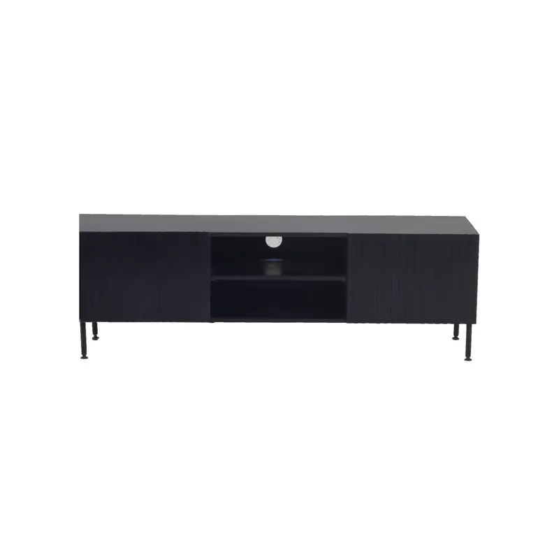 Tv-Meubel Mangohout Zwart - 150x40x50cm - 2-Deurs - Kast Roman Direct Verzonden