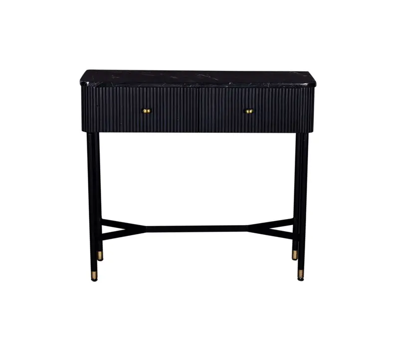 Luxe Sidetable Zwart Met Marmer - Japandi Style - 90x33x80cm - Giga Meubel