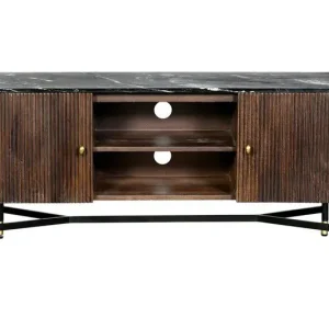 Alleen Vandaag Tv Meubel Bruin Mangohout - Zwart Marmer - 130cm - Japandi