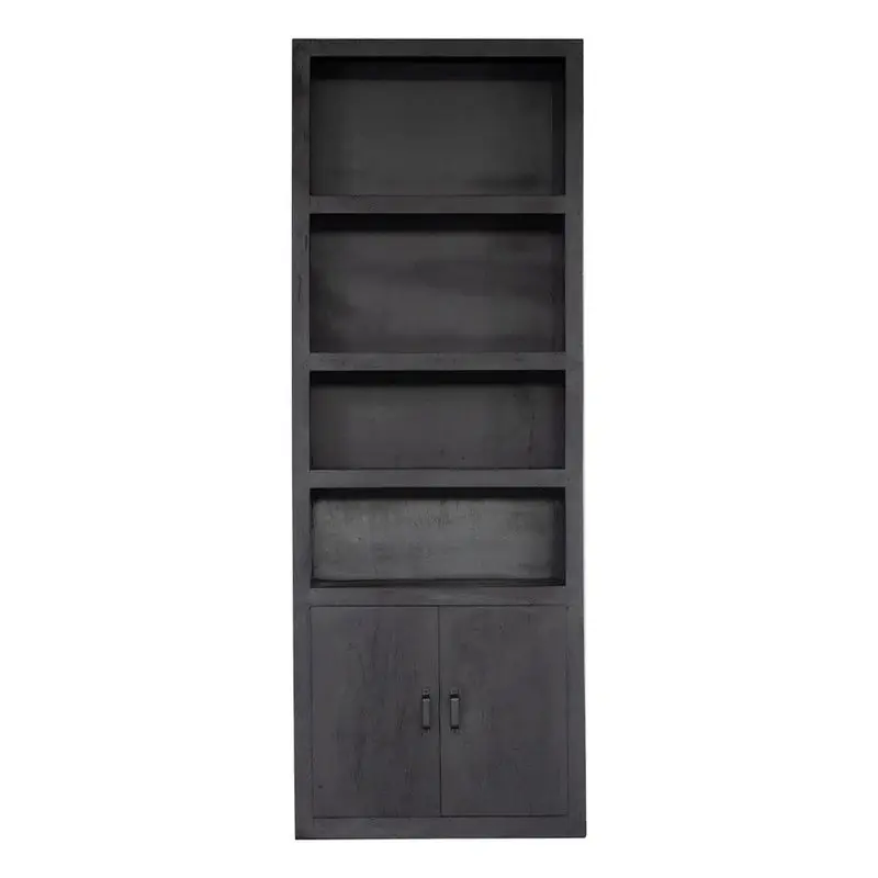 Finale Uitverkoop Wandkast Zwart - Mangohout - 80x220cm - Kast Xander - Giga Meubel