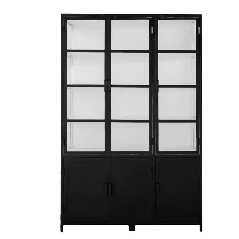 Lage Kosten Vitrinekast Zwart/Wit - Metaal - 150x50x230cm - Kast Lott