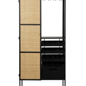 Housecraft Living Guuji Wijnkast/ Drankkast/ Barkast Hoog Rotan/ Metaal In De Mode