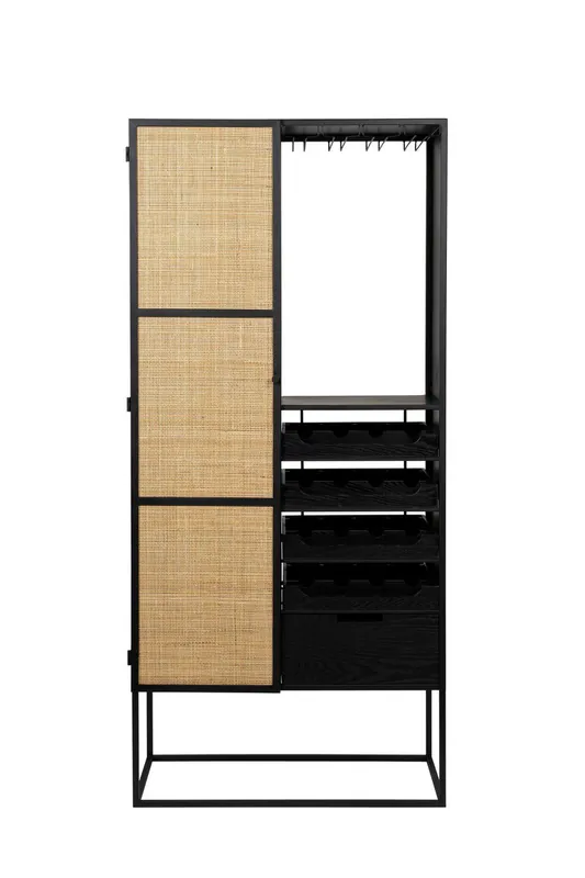 Housecraft Living Guuji Wijnkast/ Drankkast/ Barkast Hoog Rotan/ Metaal In De Mode