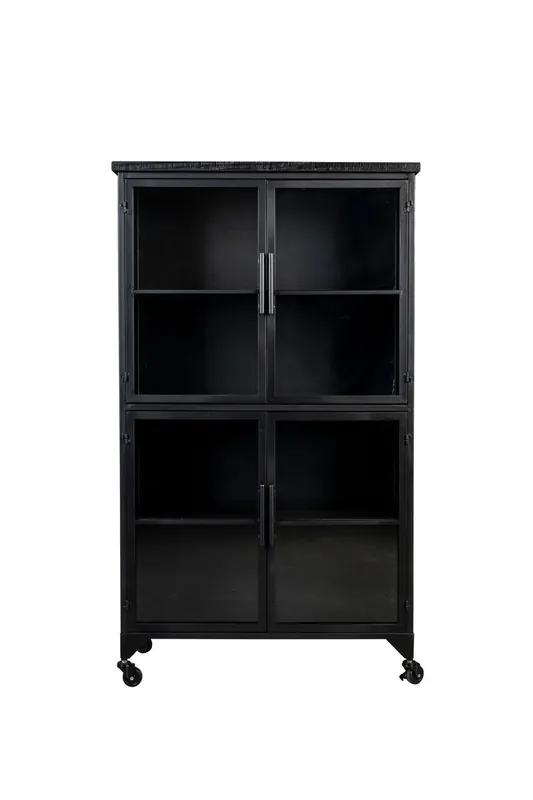 Luxe Housecraft Living Ferre Kast op wieltjes Hoog Hout/ Metaal Zwart