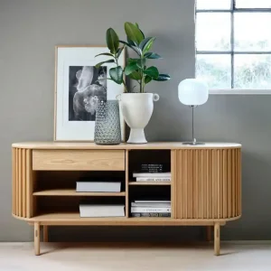 Dressoir Naturel - 45x160x73cm - Eikenhout - Dressoir Carno Shop Nu