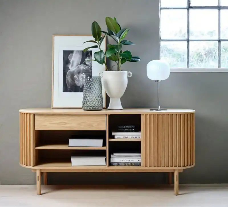 Dressoir Naturel - 45x160x73cm - Eikenhout - Dressoir Carno Shop Nu