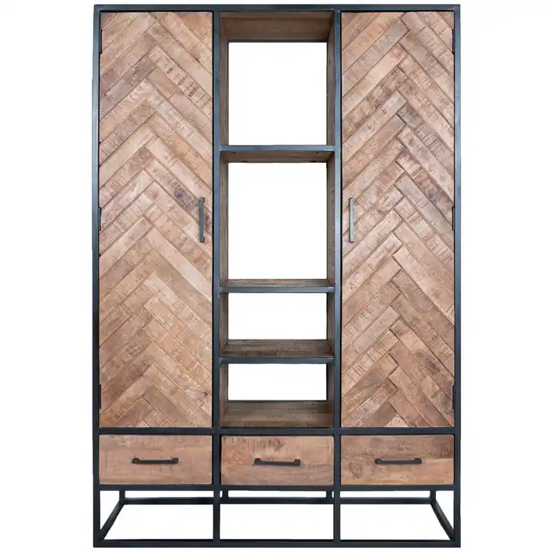 Kast Raya Visgraat - Bruin Mangohout - 180 x 120 cm Direct Beschikbaar