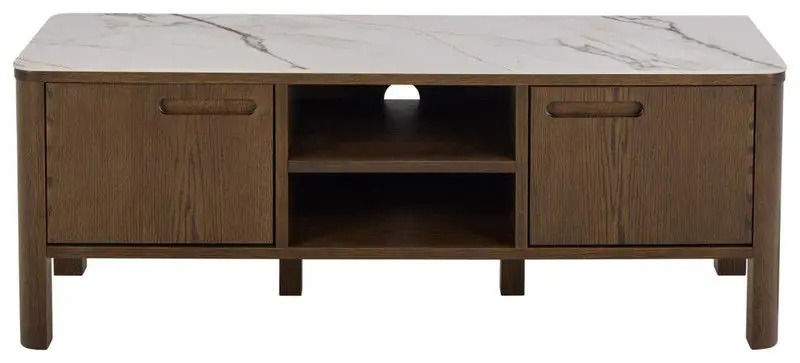 Actieprijs Tv-Meubel - Beige Keramiek - Walnoot - 120x40x45cm - Wilven
