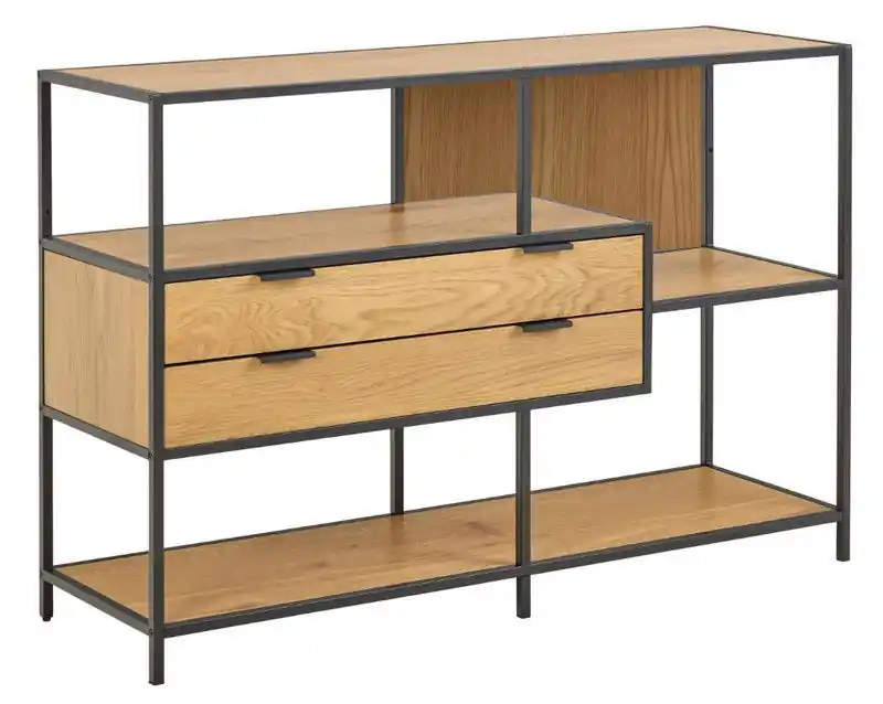 Authentiek Boekenkast Naturel/Zwart - 114x35x78cm - Varven