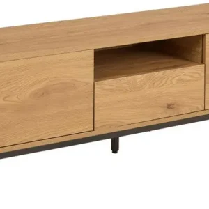 Tv-Meubel - Naturel/Zwart - 140x40x45cm - Varven Gereduceerde Prijs