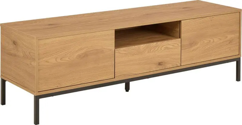 Tv-Meubel - Naturel/Zwart - 140x40x45cm - Varven Gereduceerde Prijs
