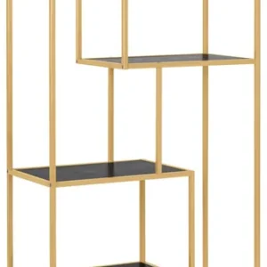 Korting Boekenkast - Zwart/Goud - 77x35x185cm - Varven