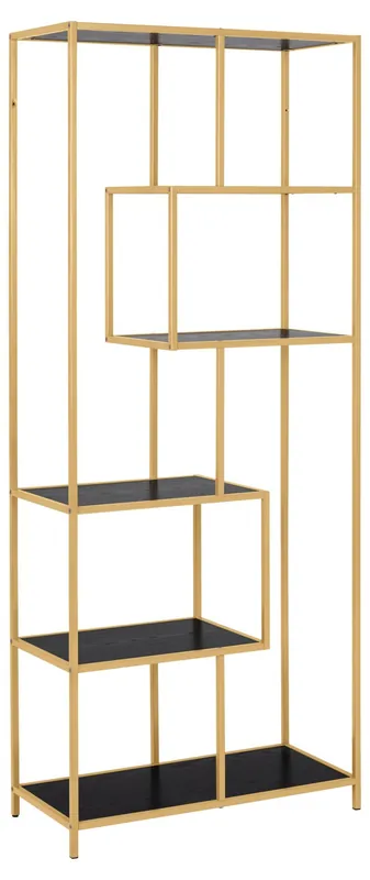 Korting Boekenkast - Zwart/Goud - 77x35x185cm - Varven