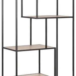 Koop Online Boekenkast - Naturel/Zwart - 6 Vakken - 77x35x185cm - Varven