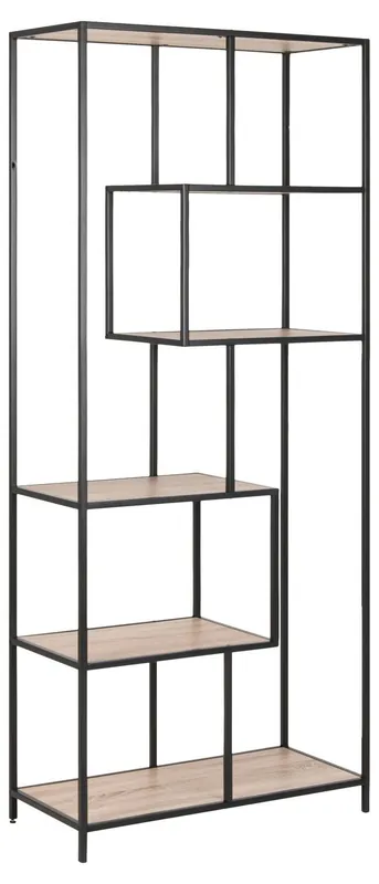 Koop Online Boekenkast - Naturel/Zwart - 6 Vakken - 77x35x185cm - Varven
