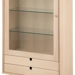 Lage Kosten Vitrinekast - Naturel/Glas - 72x36x143cm - Dysta