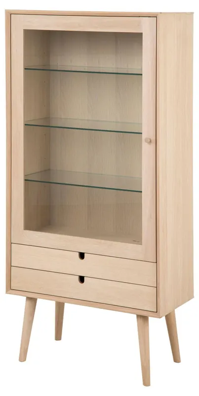Lage Kosten Vitrinekast - Naturel/Glas - 72x36x143cm - Dysta