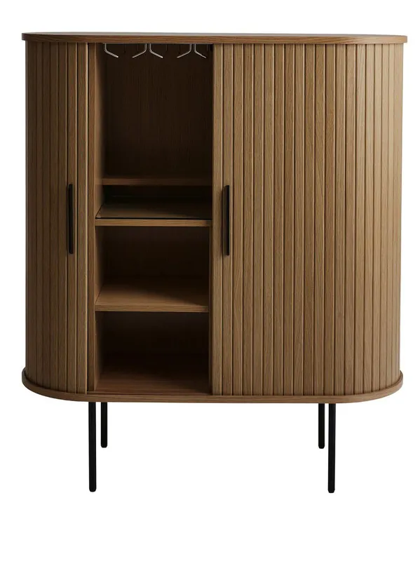 Beperkt Aanbod Kast Donker Eikenhout - Incl Glazenrek - 118cm - Nola