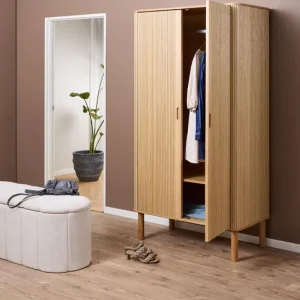 Handgemaakt Kledingkast Naturel Eiken Fineer - 100x55x200cm - Rustam
