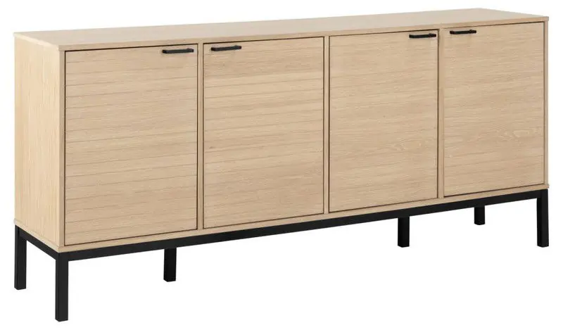 Koop Vandaag Dressoir Wit Eiken Fineer - 4-Deuren - 180x40x80cm - Eloi