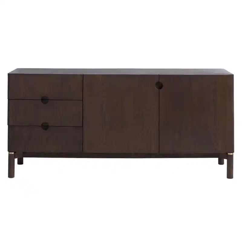 Dressoir Donkerbruin Eikenhout - 160x46x73cm - Arun Op = Op