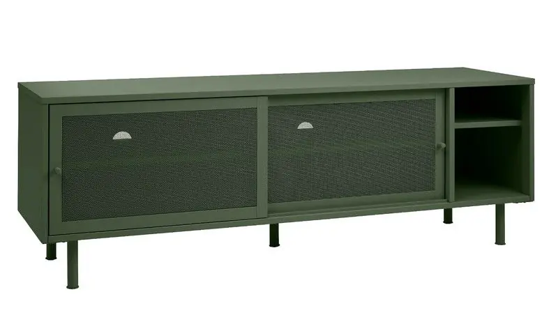 Gereduceerde Prijs Tv-Meubel Metaal Groen - Schuifdeuren - 6-Vakken - 45x160x55cm - Veep