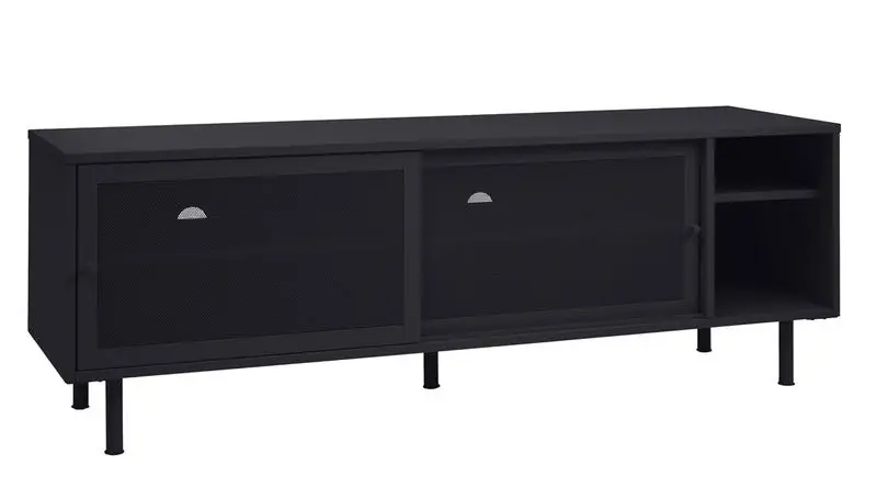 Tv-Meubel Metaal Zwart - Schuifdeuren - 6-Vakken - 45x160x55cm - Veep Professioneel