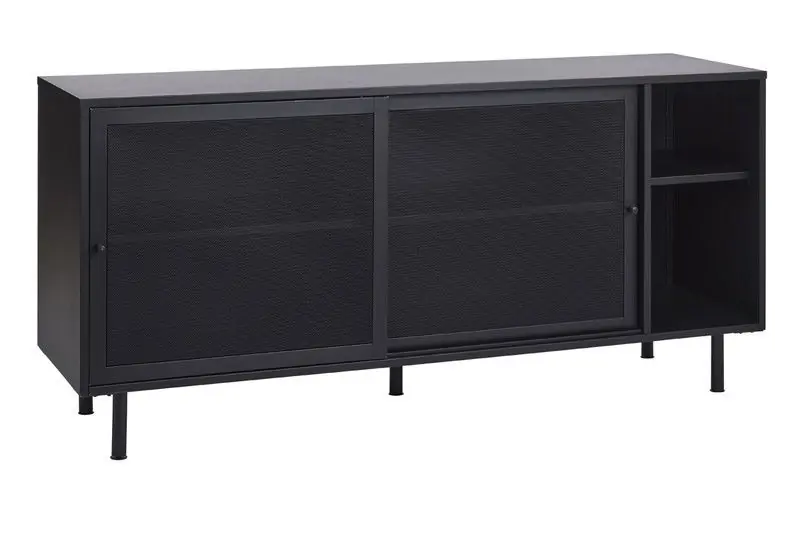 Nieuw Model Dressoir Metaal Zwart - Schuifdeuren - 45x160x75cm - Veep