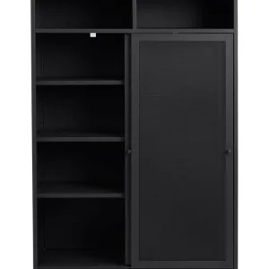 Wandkast Metaal Zwart - Schuifdeuren - 90x40x140cm - Veep Speciale Aanbieding