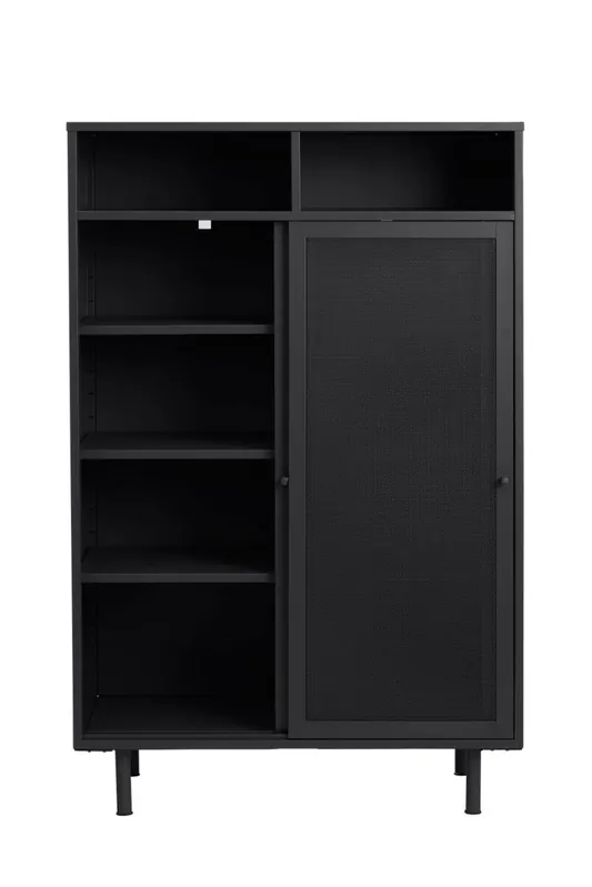 Wandkast Metaal Zwart - Schuifdeuren - 90x40x140cm - Veep Speciale Aanbieding