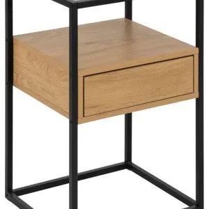 Direct Verzonden Nachtkastje Metaal & Glas Bruin - 1 Lade - Kast Hibernia