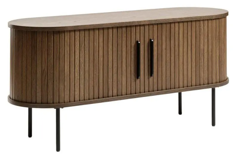 Tv-Meubel Eikenhout Smoked - 40x120x55cm - Schuifdeuren - Nola Ambachtelijk