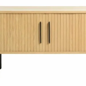 Tv-Meubel Eikenhout Naturel - 40x120x55cm - Schuifdeuren - Nola Garantie Inbegrepen